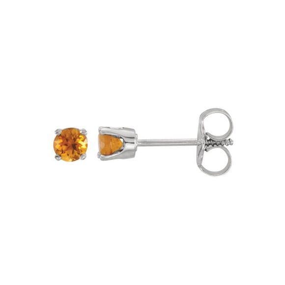 Kids 3mm Citrine Youth Threaded Post Earrings in 14k White...